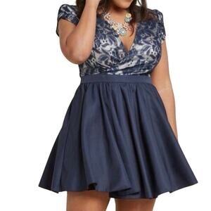 CHI CHI LONDON Betsie Navy Blue Lace Skater Mini Dress - Curve Plus Sz 22 NWT